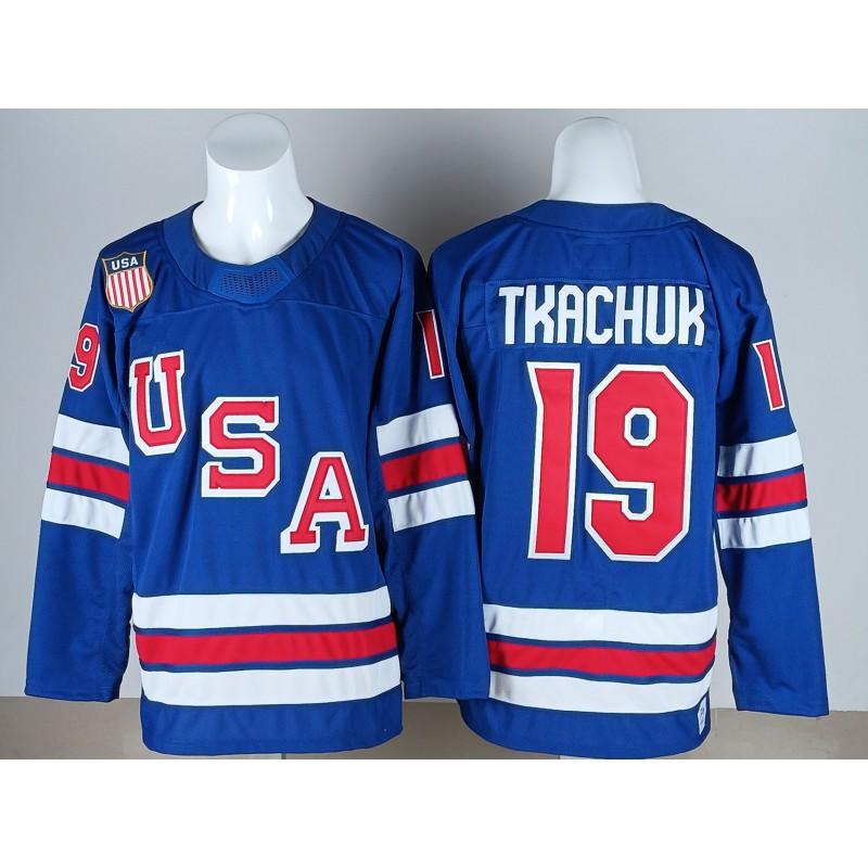Mens Ice Hockey Jersey Custom Embroidered USA Team 7 19 21 86 Blue White Sportswear Sleeveless Performance Top