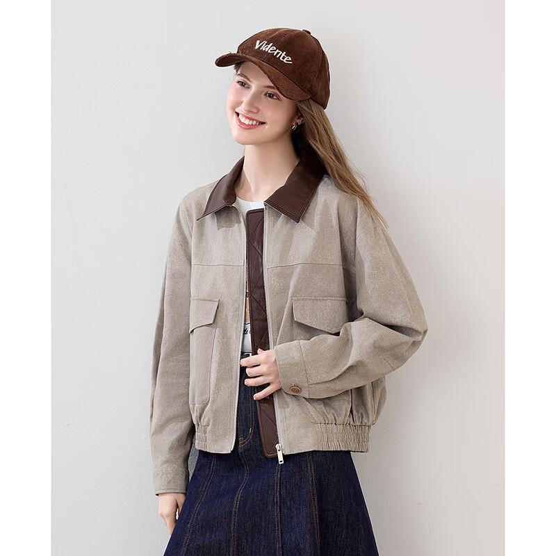 Betu Women's 2025 Autumn Sweet & Cool Color-Block Short Jacket