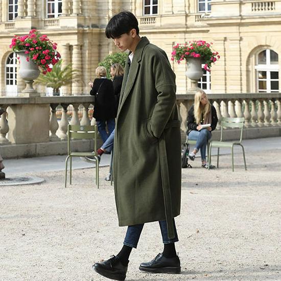 Men's Woolen Mid-Length Trench Coat with Cotton Padding – 2025 Autumn/Winter Style