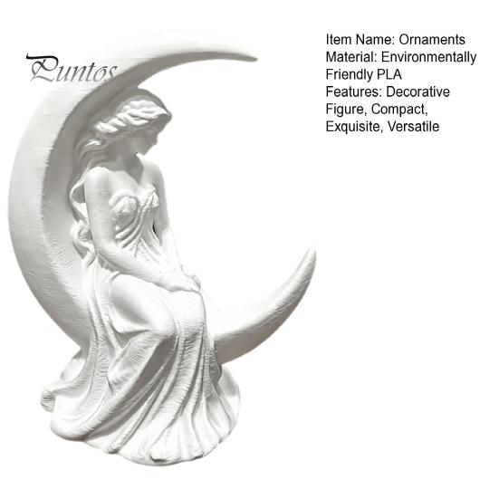 Modern Home Decoration Moon Goddess Fairy Figurine, Matte White Sculpture, 3D Printed PLA Elegant Ornament Winged Statue, Mystical Fantasy for