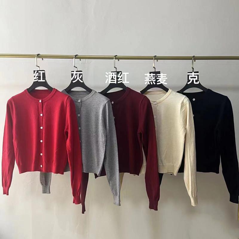 Fashion Casual Long Sleeve O-neck Knitted Cardigan Sweater Spring Autumn Loose Women Elegant Slim Fit Solid Color Top Office Thin Simple Short Coat