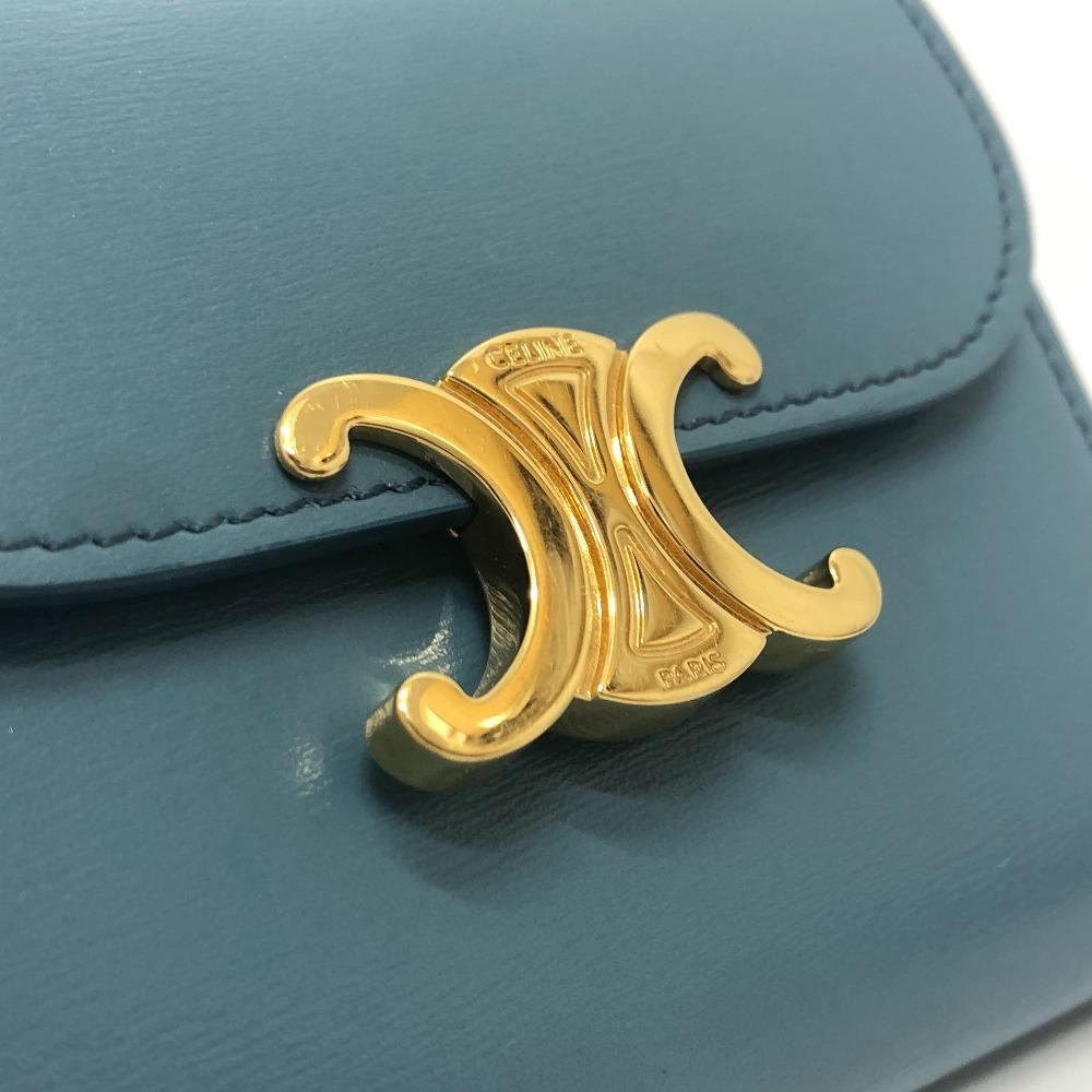 CELINE Triomphe Compact Wallet Tri-fold Wallet Leather blue/GoldHardware