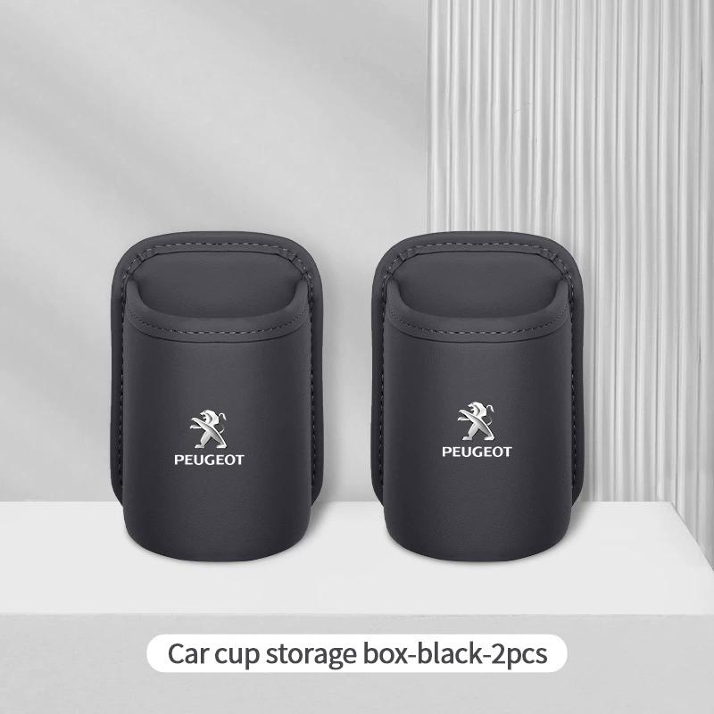 Leather Car Door Side Water Cup Holder Interior Storage Box for Peugeot 106 207 208 301 306 307 308 407 408 508 2008 4008 5008