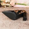 Chunky Heel Patent Leather Pointed Toe Low-Cut High Heels for Women's Large Sizes 41-43