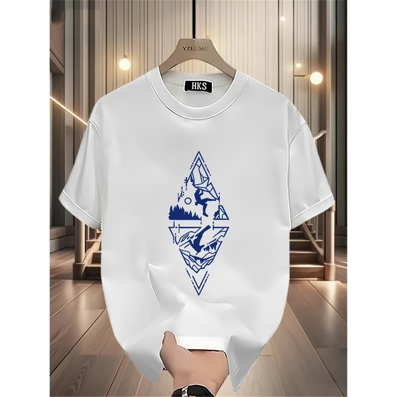 Fashion Printed Short-sleeved T-shirt for Men in Summer Heavy Pure Cotton Printed Versatile Tops for Men