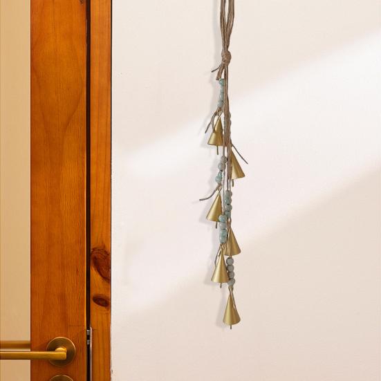 Yousheng Bohemian Wind Chime Hanging Metal Harmony Cow Bell Cluster with Jute Rope Farmhouse Rustic Vintage Outdoor Garden Patio Wind Bell Decoration