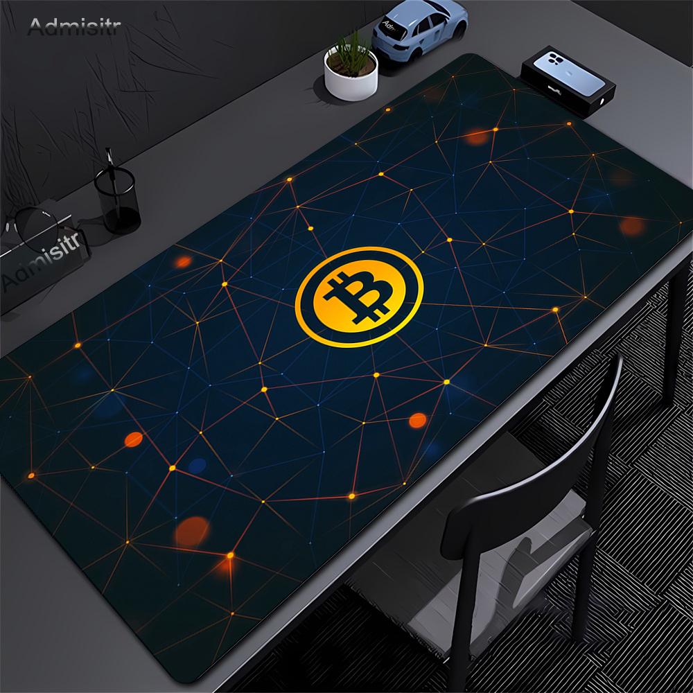 Large Gaming HD Mousepad Bitcoin Mouse Pad Anti-slip Rubber Mouse Mat Computer Gamer Desk Mat Stitched Edge Black Gamer Mousepad