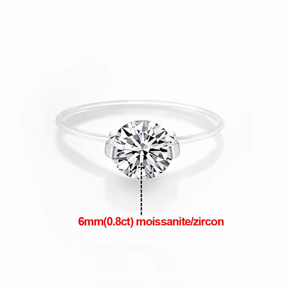 

D VVS1 0.8-3CT Кольцо с муассанитом для женщин Круглый бриллиант 925 пробы Серебро Прозрачная леска Вечеринка Тонкие украшения GRA 5&Full Moissanite GRA