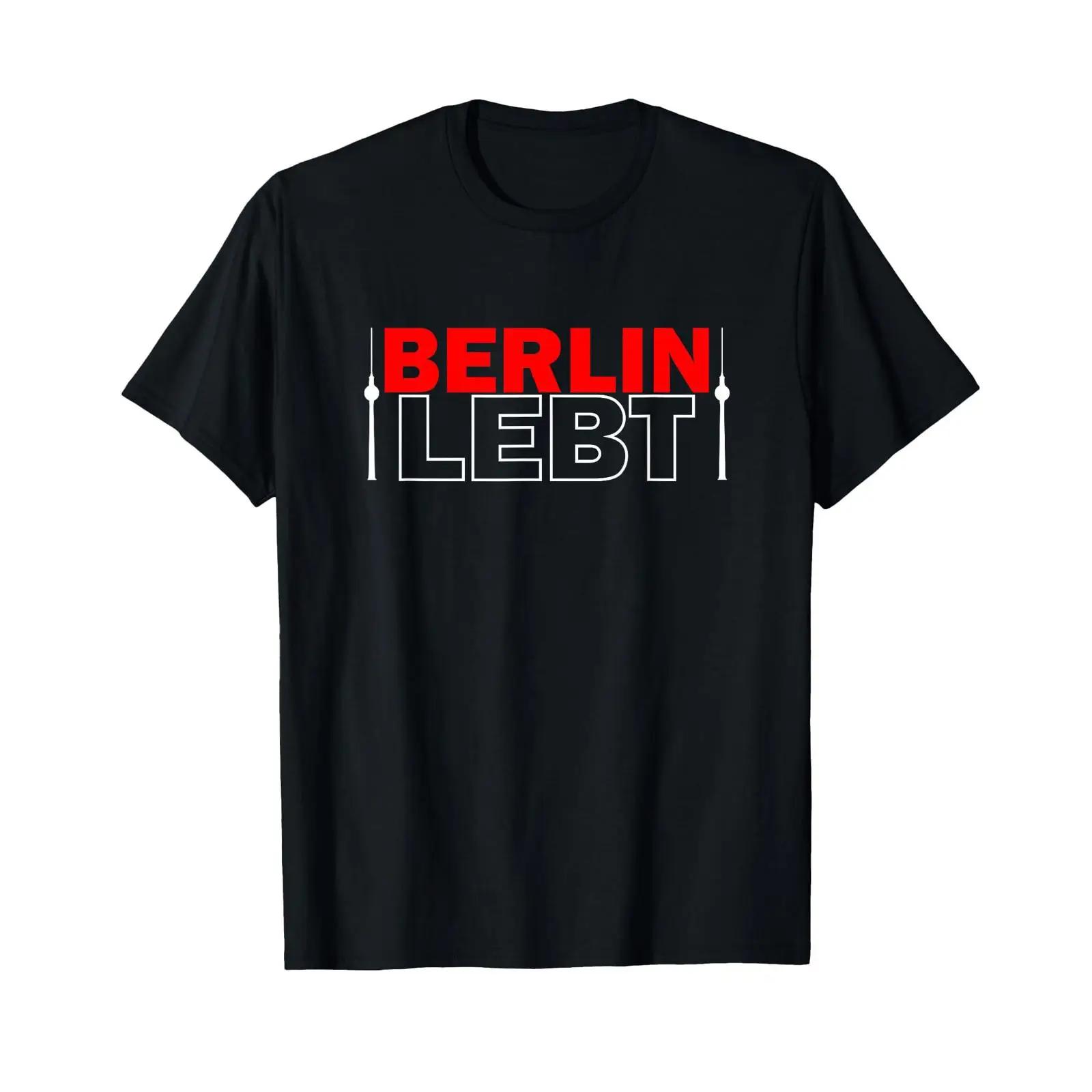 

Berlin lebt Fan T shirt for all fans vintage Washed streetwear fashion Breathable graphic Stretched Casual Comfortable Soft 5XL різнокольоровий