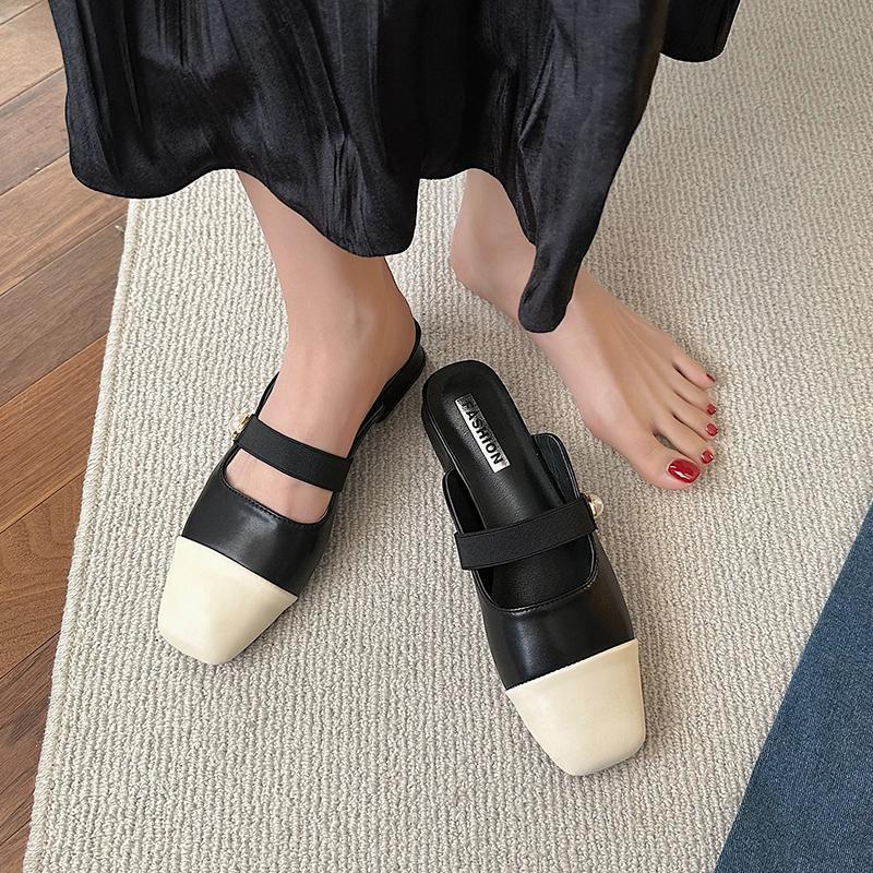 Baotou half slippers women's outer wear 2025 summer new fashion Velcro thick heel muller cool slippers