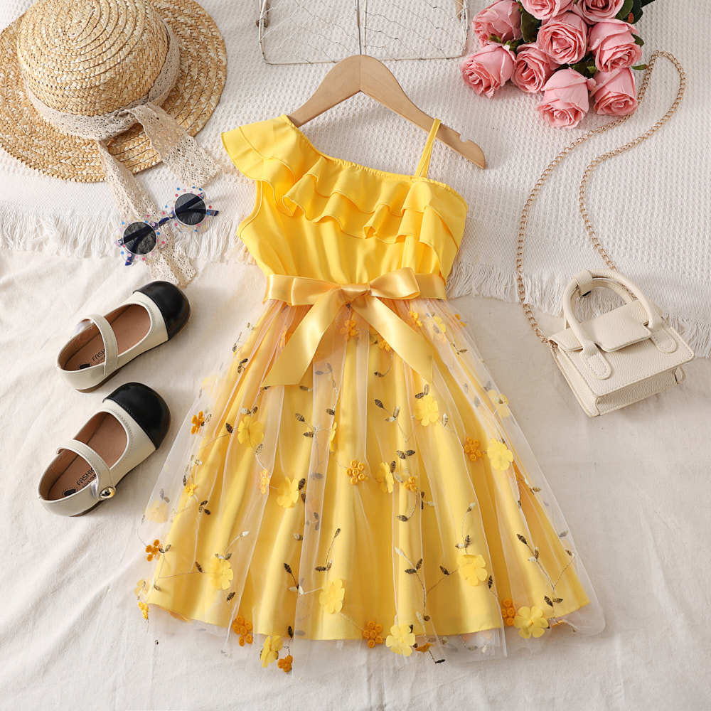 

Girls Fashion Net Silk Dress - Summer Children s Princess Braided Dress 90cm