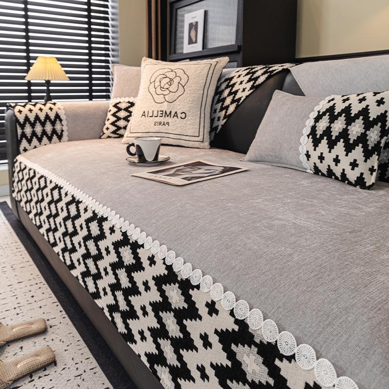

Light luxury high-end sofa cushion 2025 new four-season universal chenille fixed non-slip seat cushion sub-cover cloth towel 45 * 45 pillow cover