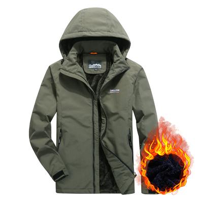 New Autumn and Winter Velvet Quick-drying Jacket Men's Casual Outdoor Thickened Hooded Jacket Windbreaker