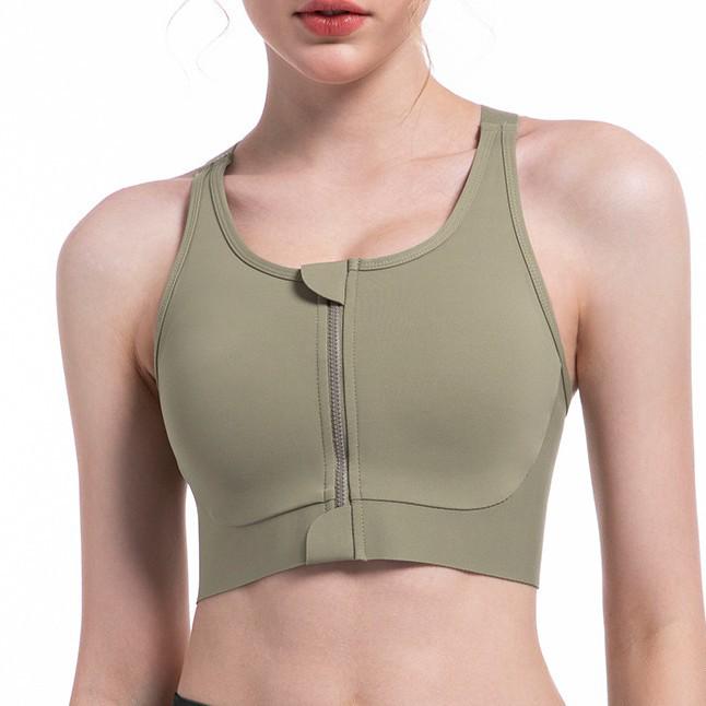 Dambekläder Högintensiv Justerbar Sport-BH med Dragkedja fram och Stötdämpning