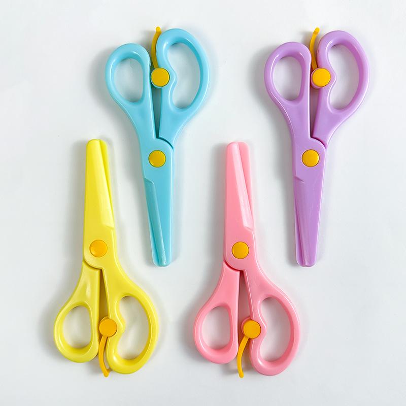 1/4pcs Macaron Color Plastic Scissors for DIY Paper Work Plastic Blunt Tips Craft Supplies School Art Paper Cutting