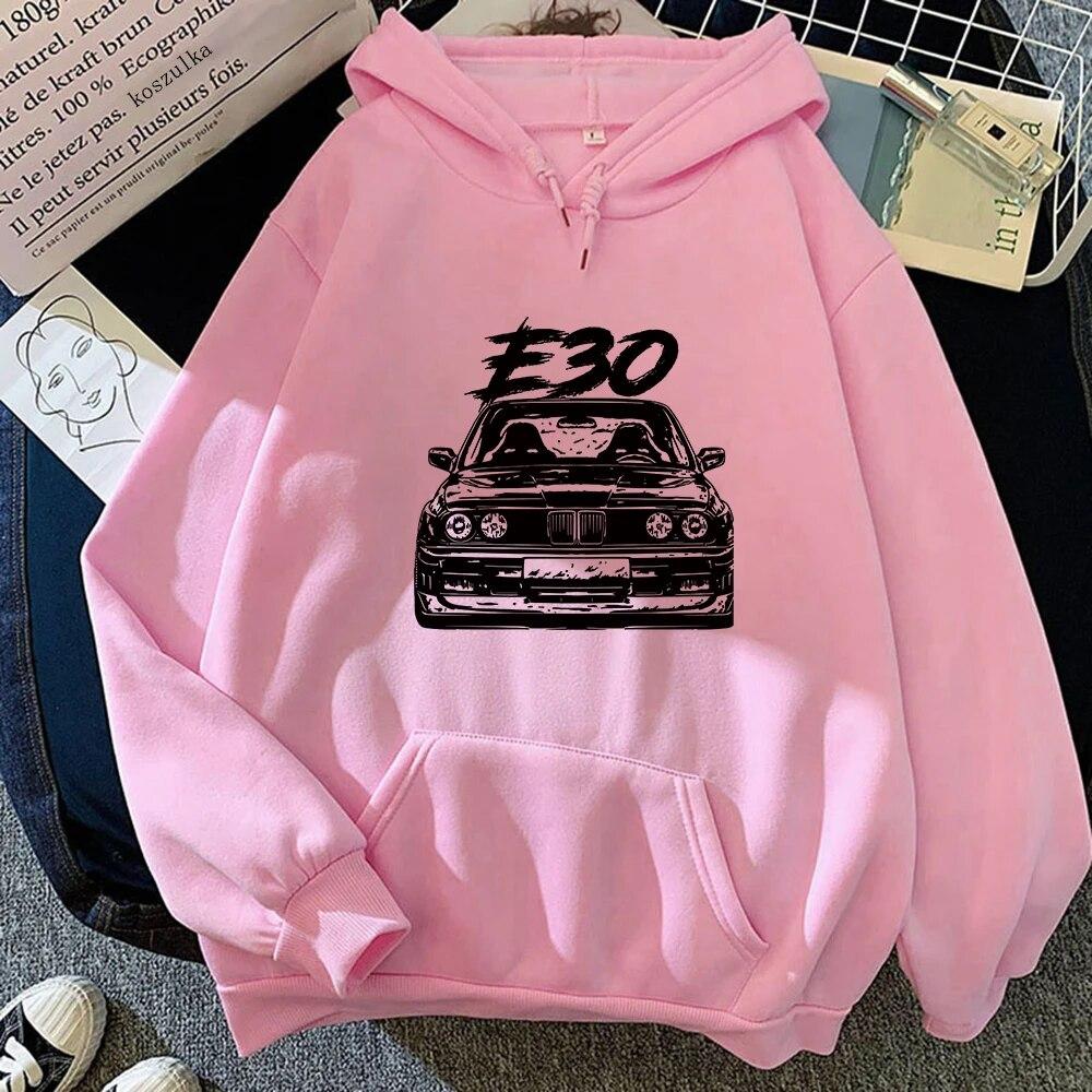 Herbst Winter E30 Auto Hoodies Fleece Dicke Warme Frauen Hip Hop Gedruckt Crewneck Taschen Cartoon Streetwear Sweatshirts