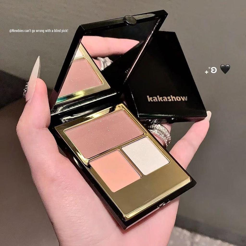 Kakashow Aurora Shimmer Three-Color Matte & Glitter Earth Tones Eyeshadow Palette