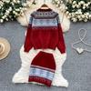 Autumn Winter Women Vintage Jacquard Knitted Sweater Two Piece Set Single Breasted Cardigans Tops and Mini Short Sheath Skirt Suit