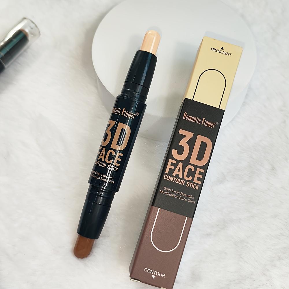 Double Head Contour Stick, Highlights&Contour&Concealer 3D Face Waterproof Long Lasting Makeup with Plant Squalane