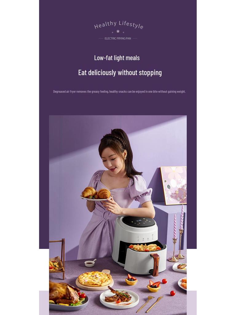 Forno Frigideira de Ar Inteligente Multifuncional de 8L com Grande Capacidade para Fritura Elétrica