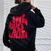 GOOD THINGS ARE COMING Women's Velvet Hoodie Solid Color Letter Printed Kangaroo Pocket Drawstring Printed Hoodie