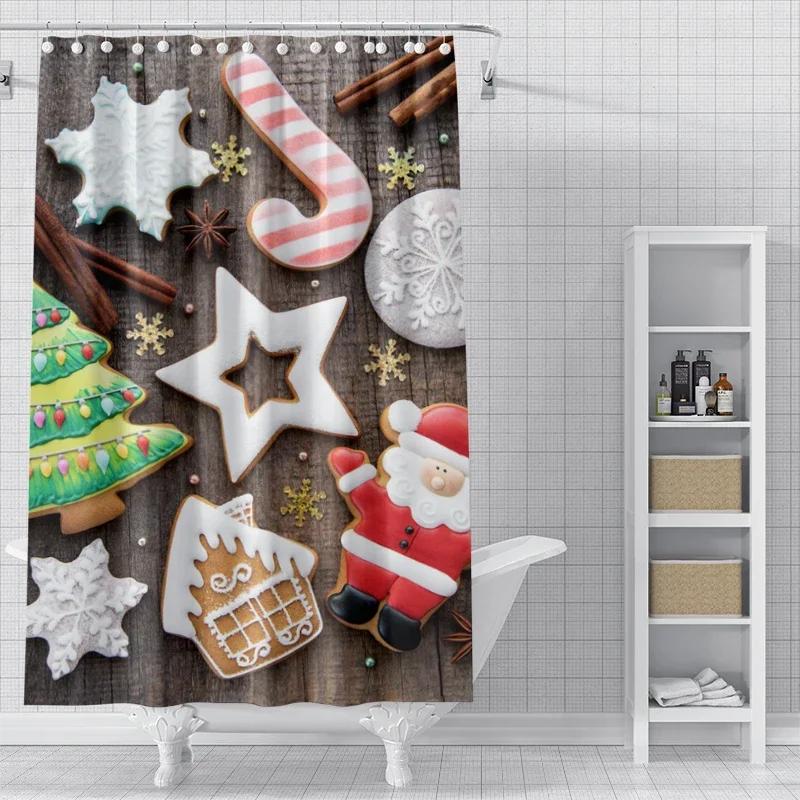 Home shower curtains for bathroom waterproof curtain fabric Modern Nordic style Living Room winter decoration Merry Christmas
