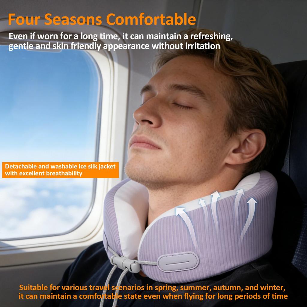 New Travel Neck Pillow Ergonomic Memory Foam Airplane Neck Pillow with Portable Storage Bag Adjustable Soft Noon Break Pillows