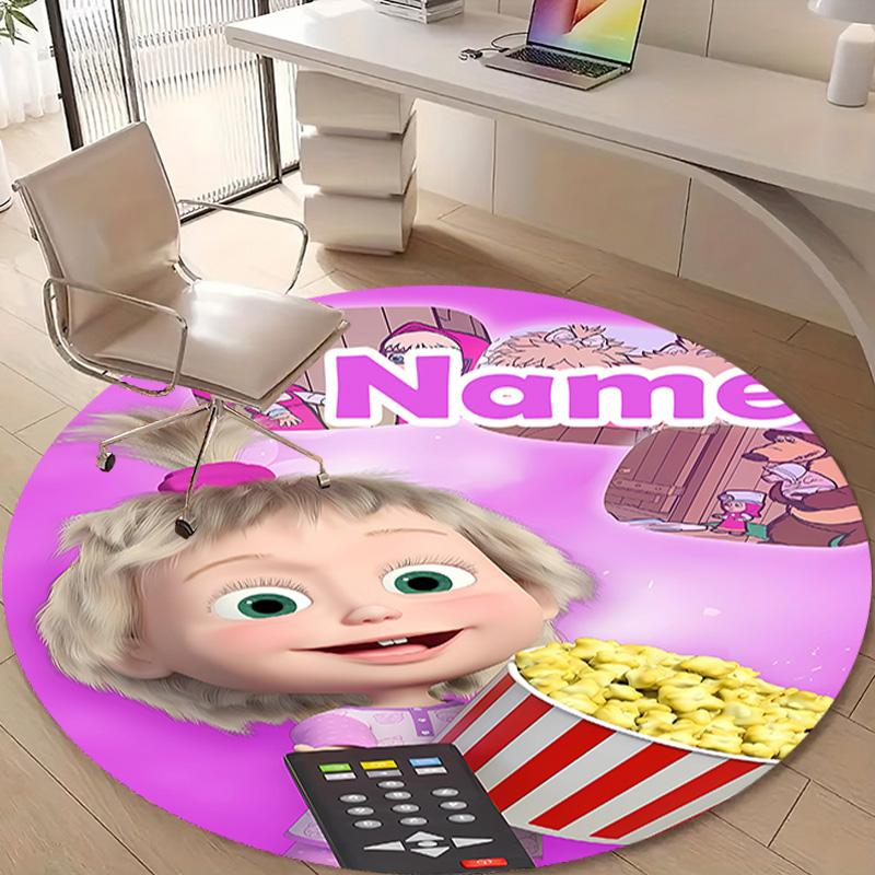 Personalized M-Masha and the Bear Round Chair Office Rug - Perfect for Mat, Office Chair & More - Ideal Gift for Birthdays and Holidays