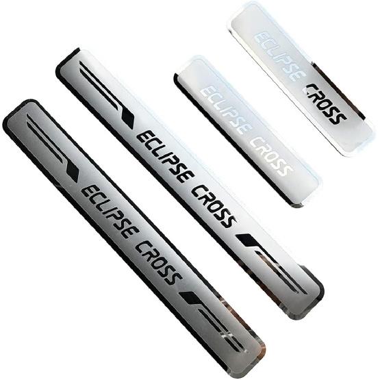 Stainless Door Sill Protector Kick Plate Entry Guard Kit for Mitsubishi Eclipse Cross PHEV 2024 Accessory (Thin Chrome Eclipse Cross)