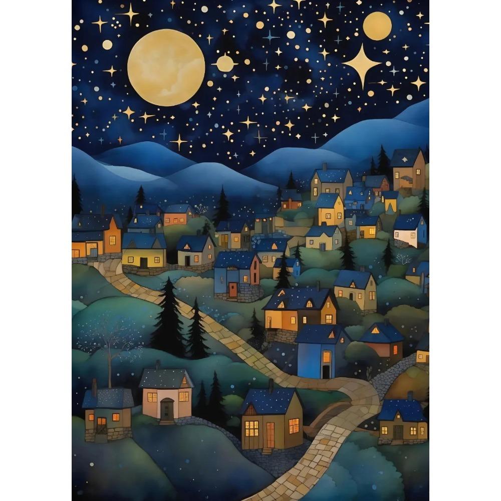 Floral Garden Village Night Tree Gustav Klimt Exhibition Poster Canvas Painting Print Wall for Living Room Home Decor Cuadros