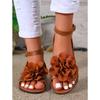 Women's Casual Flat Shoes,Flower Decoration Buckle Strap,Bow Ankle,One Strap,Fashion Sandals,Suitable for Summer Outdoor