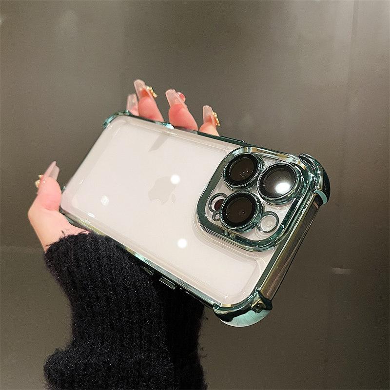 Vhodné pro pouzdro na telefon Iphone16promax, Průhledné ochranné pouzdro Apple 15, Pokovené 14/13, Vzduchové polštáře v rozích, Odolné proti pádu