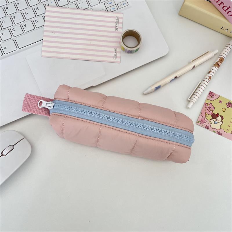 Cute Cotton-Filled Pencil Case Pen Bag Large-Capacity Student Stationery Storage Bag Portable  Girly Cosmetic Bag Gifts