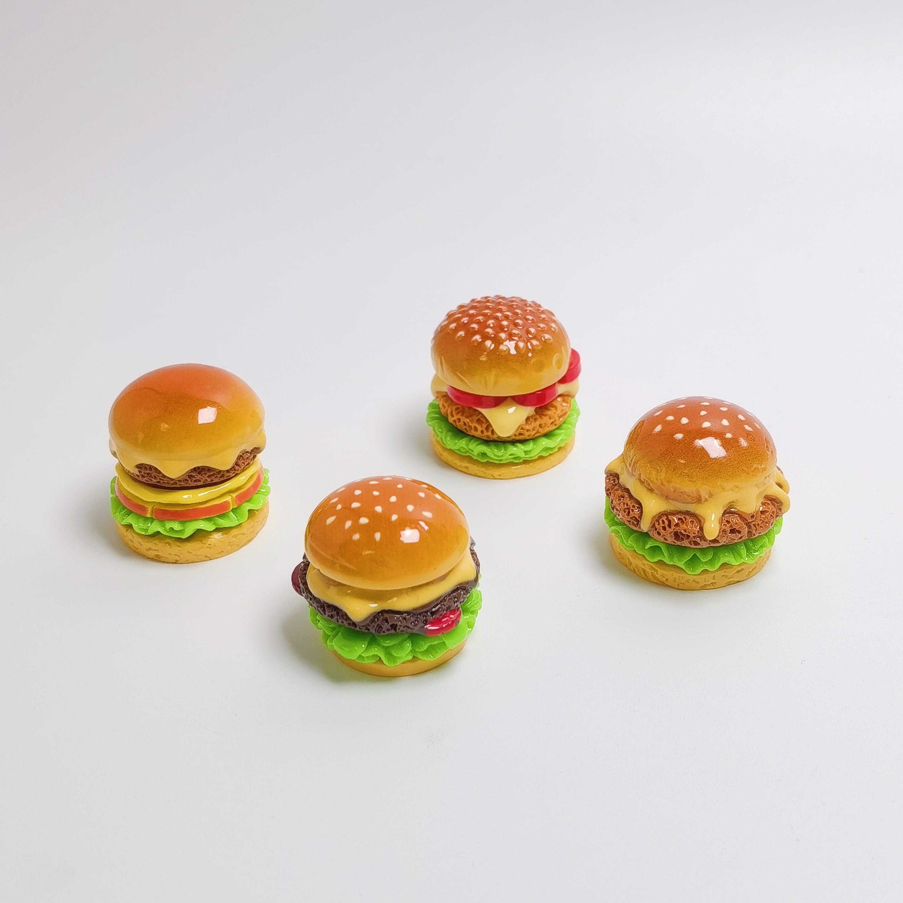 100pcs Miniature Doll House Simulation Food Hamburger Model Doll Accessories Kids Gift Mini Food Ornaments 23*23mm 23*23mm-100pcs/bag