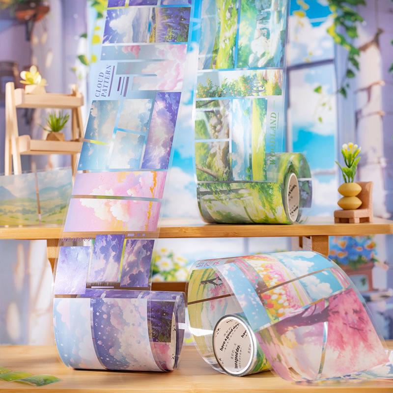 Beautiful Day PET Tape: Large Background, Dream Series, 6 Styles for Journals and Collages