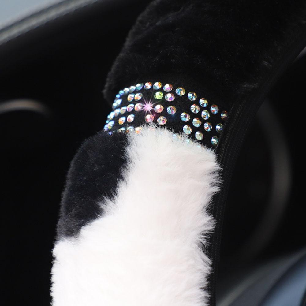 No Inner Cow Plush Diamond Elastic Steering Wheel Cover Women's Winter Comfortable Soft