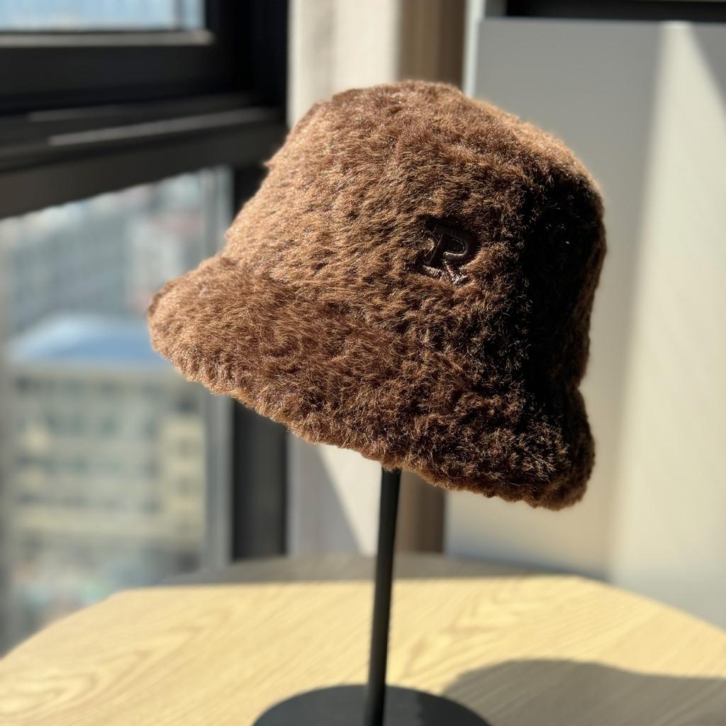 White Plush Hat for Men in Autumn and Winter Imitation Rabbit Fur New Fisherman Hat Men's Korean Style All Match Face Showing Small Cold Hat Basin Hat