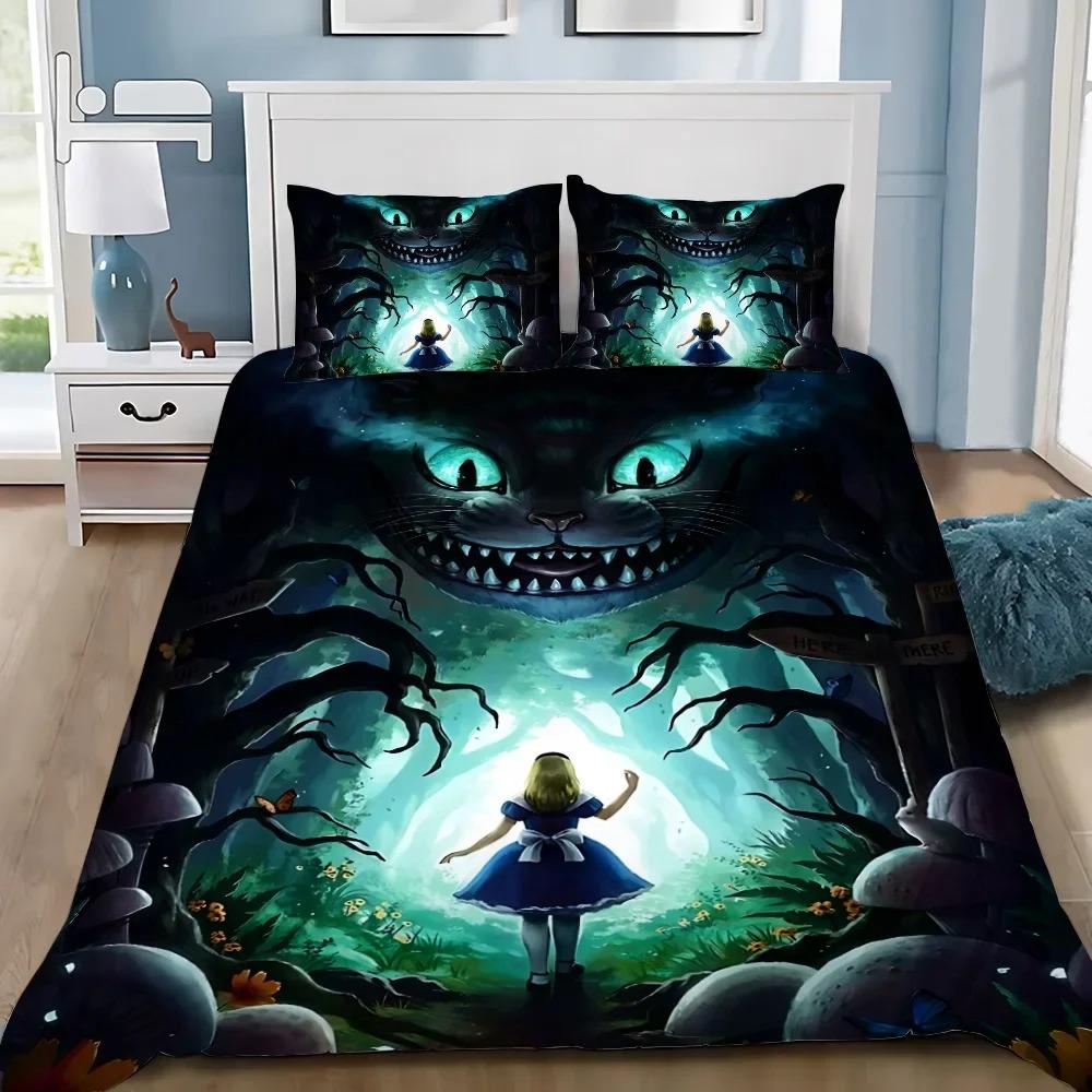 Cartoon Alice In Wonderland Duvet Cover Pillowcase Alice Princess Bedding Set Adult Boy Girl Bedroom Decoration Children Gift
