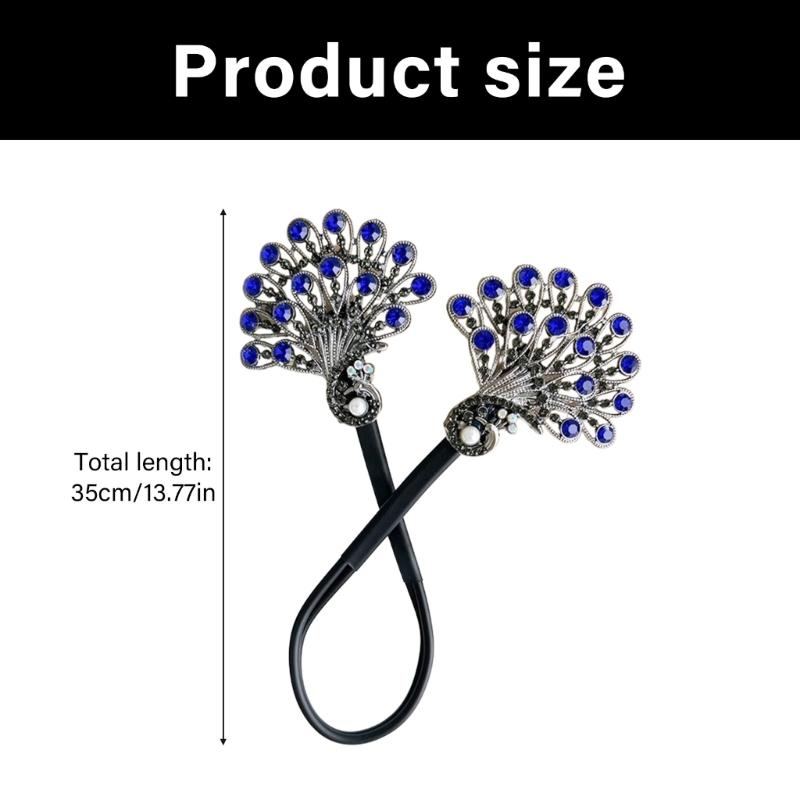 Peacocks Shaped Hairpin Strong Grip Alloy Materials For Gym Party Quick Hairstyling