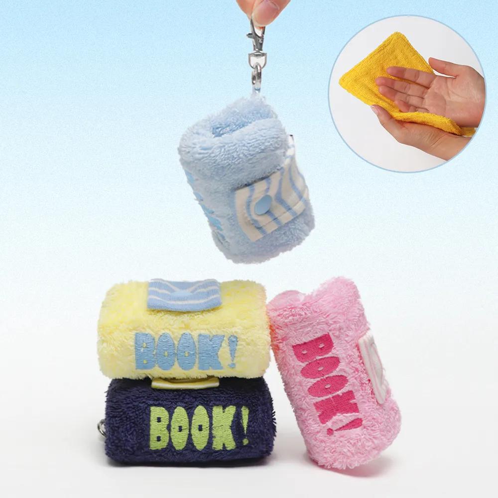 Flopy Towel Book Mini Hand Keyring Book Series #Stripe (4 Colors) Navy