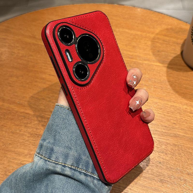 Luxury Vintage Leather Case for Huawei Pura 70 Ultra Mate 40 50 60 Pro Retro Shockproof Silicone Lens Protection Back Cover Etui