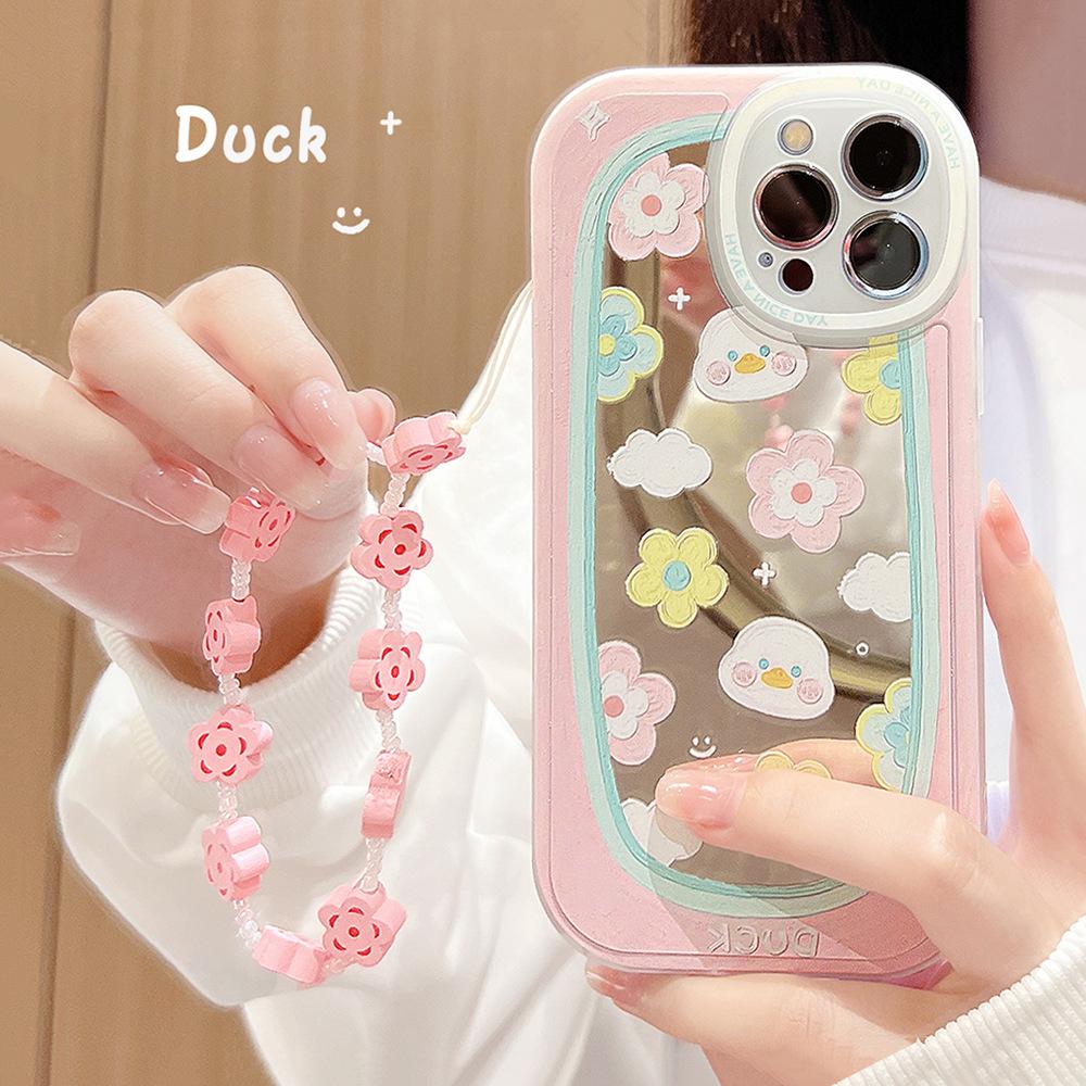 Oil Painting Duck 15 Suitable for Iphone16 IPhone Case 11 Mirror X with Lanyard 8p Makeup Mirror 14pro Max