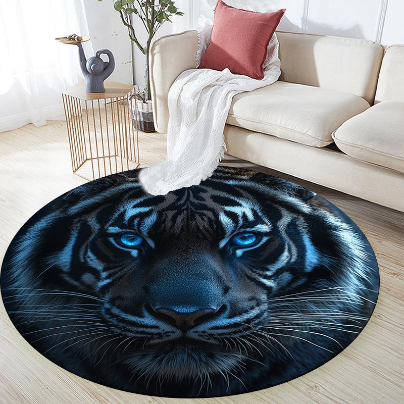 Fierce Tiger  Round Area Rug,Carpet Rug for Living Room Bedroom Sofa Playroom Decor,Non-slip Floor Mat 80cmx80cm