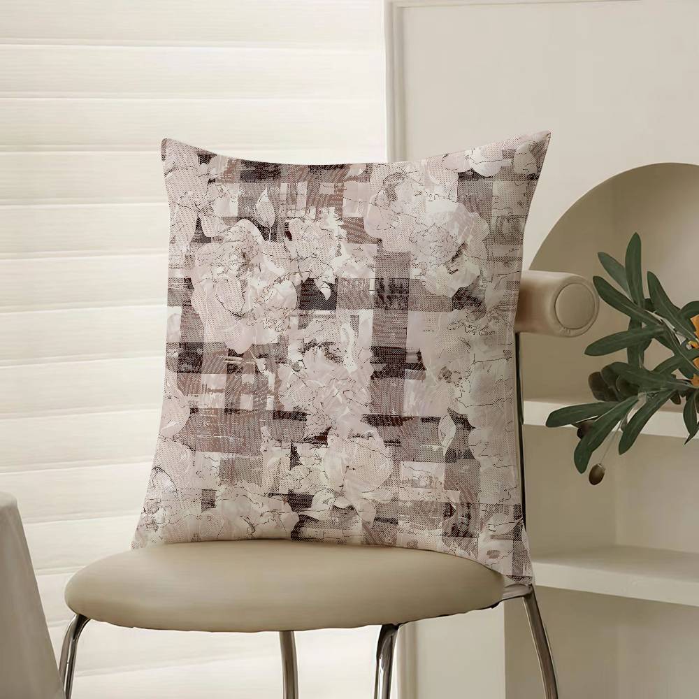 Retro Ink Prints Beautiful Pillow Case Comfort Sofa Bed Silky Elegant Invisible Zipper Decorative Cushion Cover