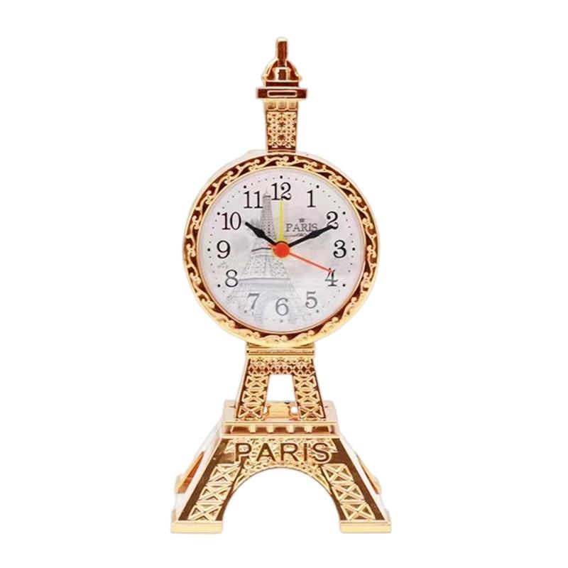 Tower Form Alarm Clock with Clear Face and European Finish for Shelf, Desk, Dresser, or Reading Area Display Home Use
