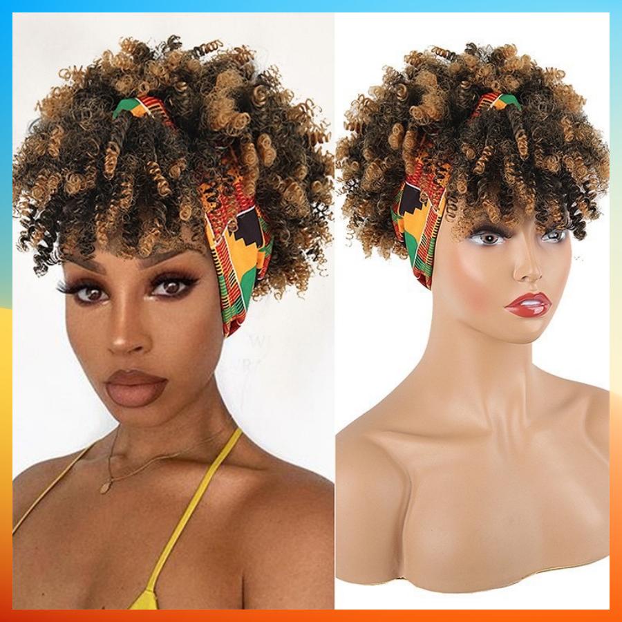 

2025 Модный африканский парик для женщин, короткий кудрявый парик жёлтый/чёрный