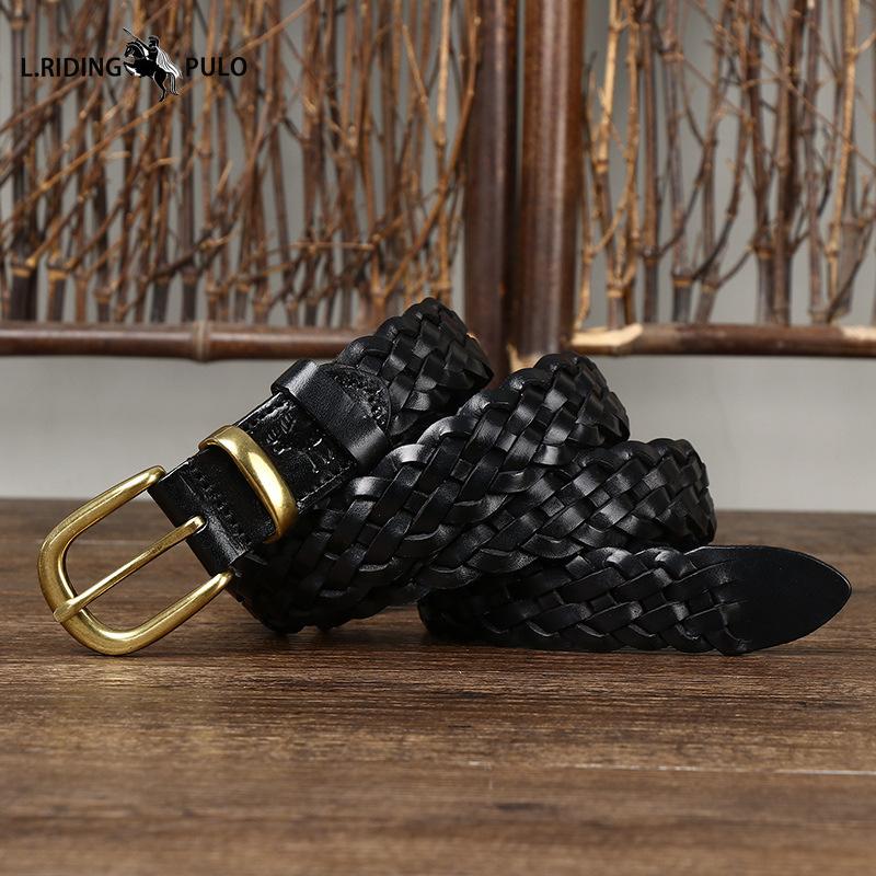 Women's Belt Genuine Leather Braided High Quality First Layer Cowhide Personality All-match Belt
