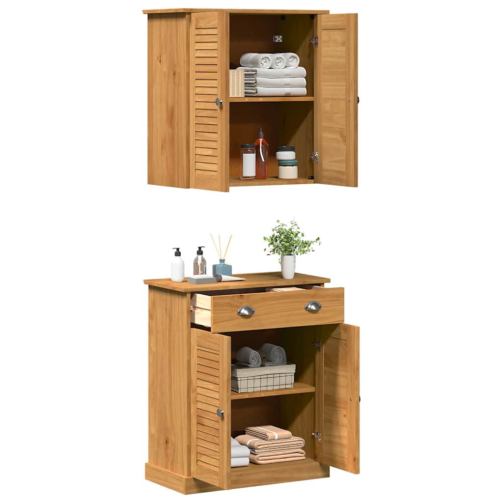 vidaXL VIGO Bathroom Furniture Set with Shelf 2 pcs Brown and Honey Brown