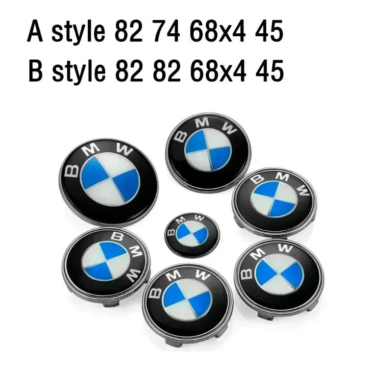 

For BMW Original Logo All Black E36 E46 E53 E90 E60 E93 E87 G01 G20 X3 X5 F30 F20 X6 7Pcs Car Hood Front Rear Trunk Emblem Badge B-style82 82mm