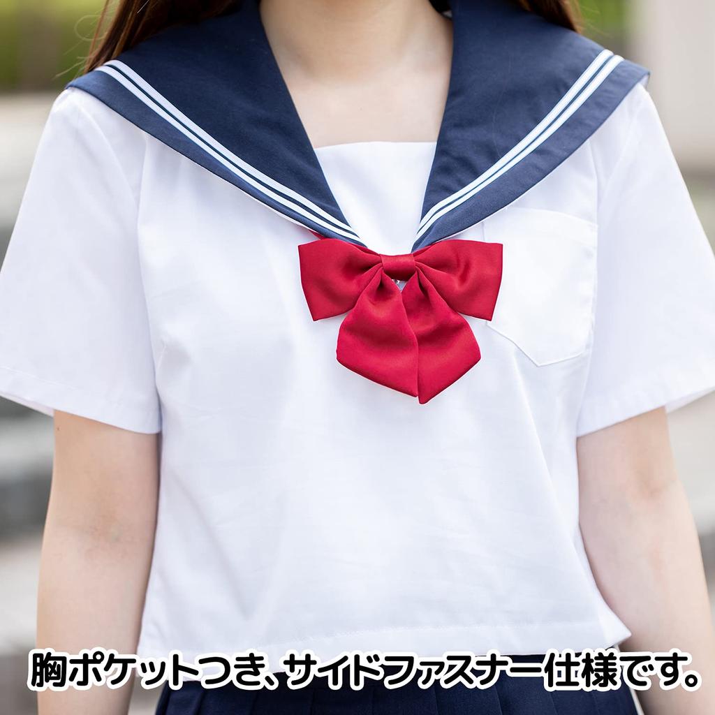 Cosplay Matrosenuniform Schleife Kostüm für High School Matrose Größe L bis Größe [Klasse] Damen, Crossdressing, Mädchen, Kurzarm Anzug, Weiß,